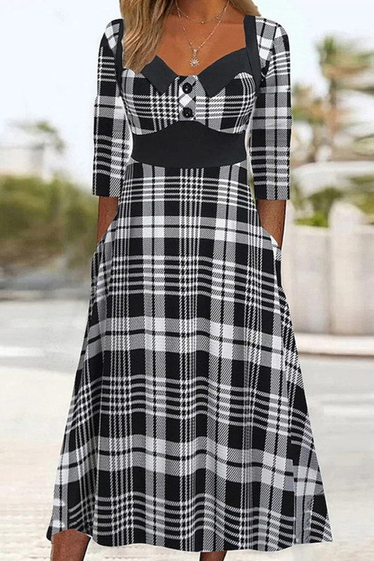 Casual Plaid Frenulum A Line Dresses