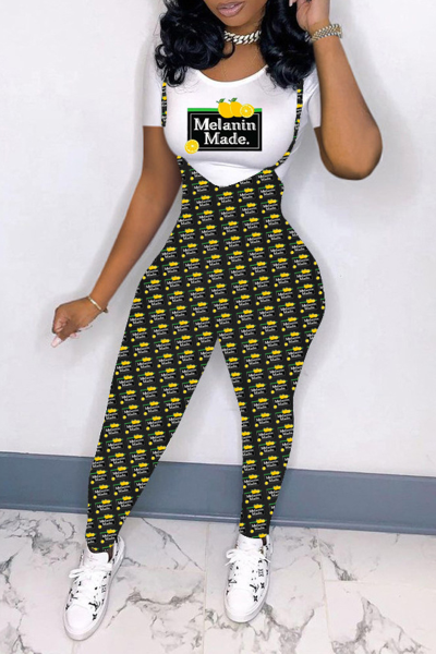 Casual Print Patchwork O Neck Skinny Jumpsuits