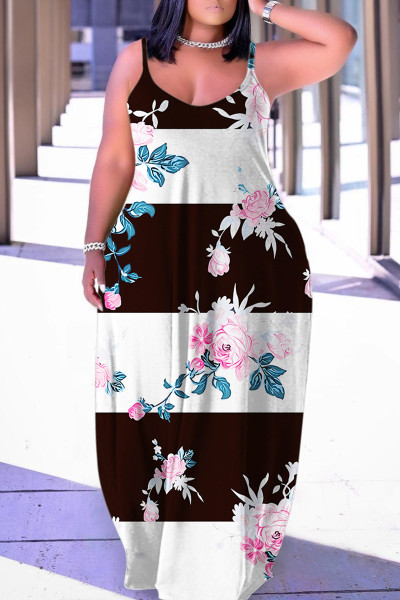 Sexy Casual Print Backless Spaghetti Strap Long Dress Dresses