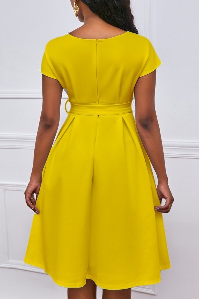 Casual Solid Patchwork V Neck A Line Dresses
