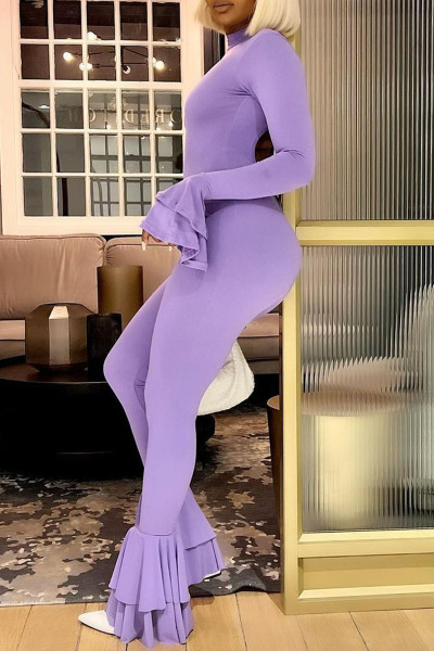 Sexy Solid Patchwork Backless O Neck Regular Jumpsuits