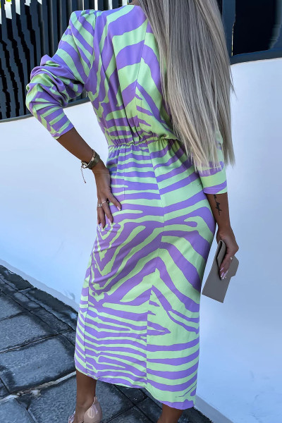 Elegant Geometric Printing V Neck One Step Skirt Dresses