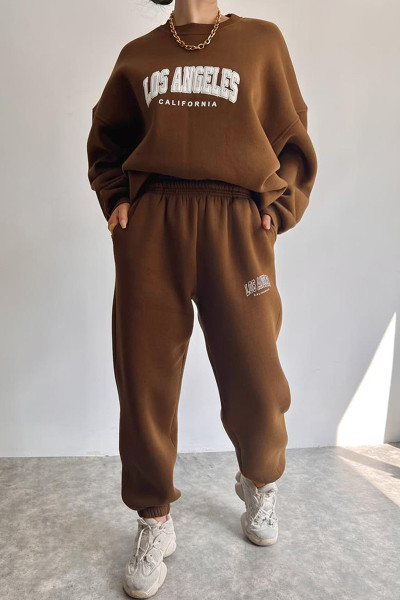 Casual Sportswear Letter Printing O Neck Long Sleeve Two Pieces