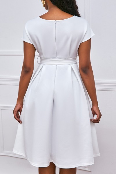 Casual Solid Patchwork V Neck A Line Dresses