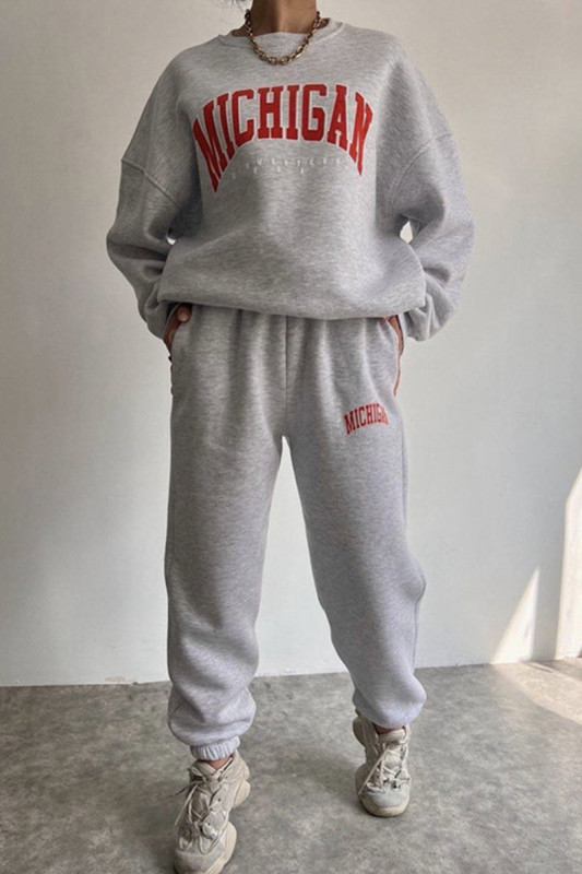 Casual Sportswear Letter Printing O Neck Long Sleeve Two Pieces