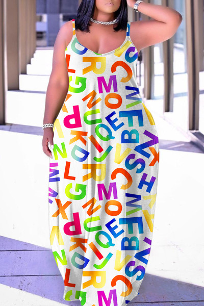 Sexy Casual Print Backless Spaghetti Strap Long Dress Dresses