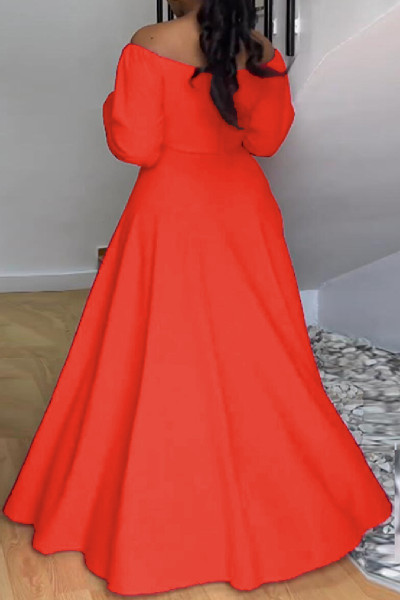Casual Elegant Simplicity Slit Fold Solid Color Off the Shoulder Long Sleeve Two Pieces