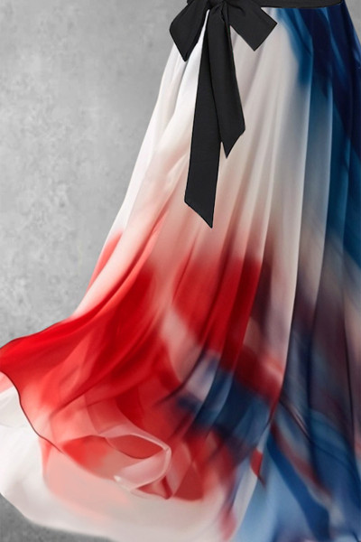 Women's American Flag Red White Blue Art Design Two Piece Dress