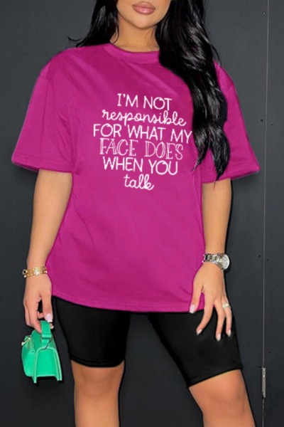 Casual Letter Print Basic O Neck Short Sleeve Two Pieces