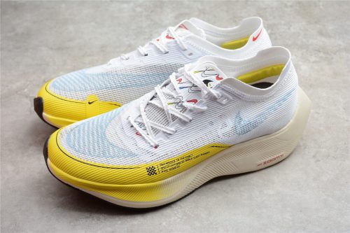 Nike ZoomX VaporFly NEXT% 2 White Yellow Shoes for Men DM9056-100