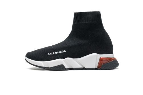 Balenciaga Speed Clear Sole Sneaker Black White Red