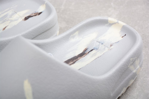 (Free Shipping)adidas Yeezy Slide Enflame Oil Painting White Grey GZ5553