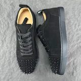 Christian Louboutin Louis Junior Spikes Veau Velours Sneaker Black 1130575CM53