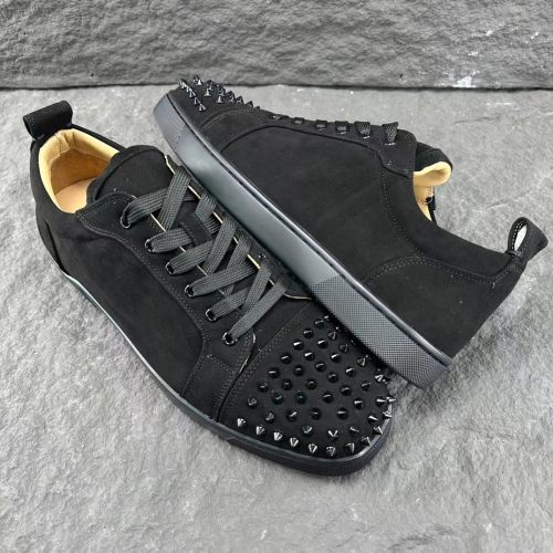 Christian Louboutin Louis Junior Spikes Veau Velours Sneaker Black 1130575CM53