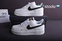 Nike Air Force 1 Low '07 Essential White Black Gold Mini Swoosh (Women's) CZ0270-102