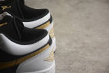 Jordan 1 Low White Black Metallic Gold Swoosh 553558-172