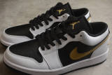 Jordan 1 Low White Black Metallic Gold Swoosh 553558-172