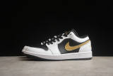 Jordan 1 Low White Black Metallic Gold Swoosh 553558-172