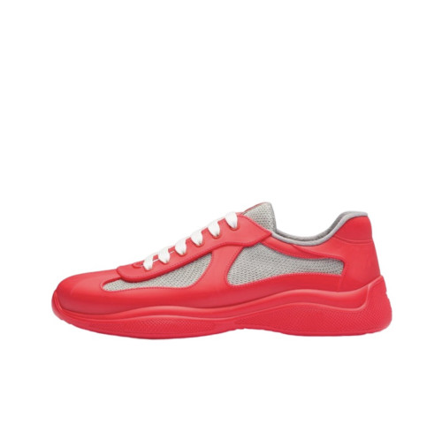 Prada  America's Cup Fabric Rubber Lace-up Shock Absorption Low-top Sports Shoes Men's Red
