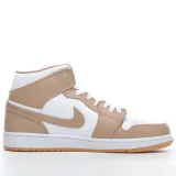MS BATCH Air Jordan 1 Mid Tan Gum White Shoes 554724-271
