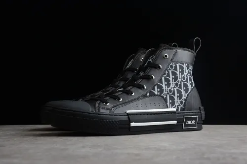 DIOR  B23 OBLIQUE HIGH TOP SNEAKERS BLACK/BLACK/WHITE 3SH118YJR_H063