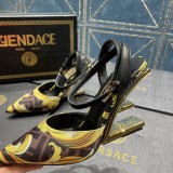FENDI First Fendace printed silk high-heeled slingbacks