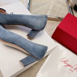 Roger Vivier Belle Vivier Stone Buckle Pumps in Suede