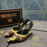 FENDI First Fendace printed silk high-heeled slingbacks