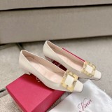 Roger Vivier Belle Vivier Stone Buckle Pumps in Suede