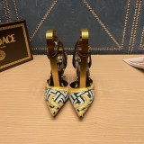 FENDI First Fendace printed silk high-heeled slingbacks