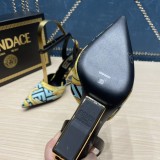 FENDI First Fendace printed silk high-heeled slingbacks