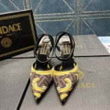 FENDI First Fendace printed silk high-heeled slingbacks