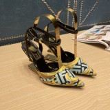 FENDI First Fendace printed silk high-heeled slingbacks