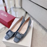 Roger Vivier Belle Vivier Stone Buckle Pumps in Suede