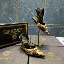FENDI First Fendace printed silk high-heeled slingbacks