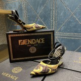 FENDI First Fendace printed silk high-heeled slingbacks