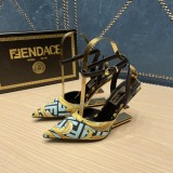 FENDI First Fendace printed silk high-heeled slingbacks