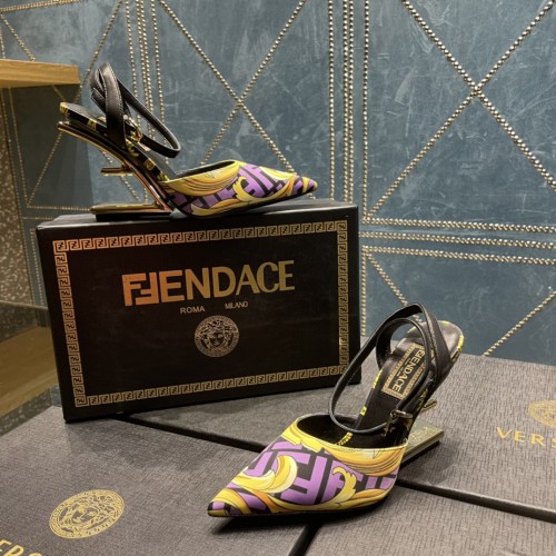 Copy FENDI First Fendace printed silk high-heeled slingbacks