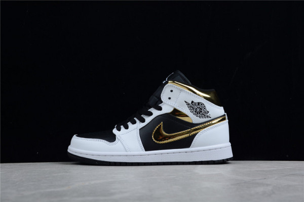 Air Jordan 1 Mid White Gold Black 554724-190