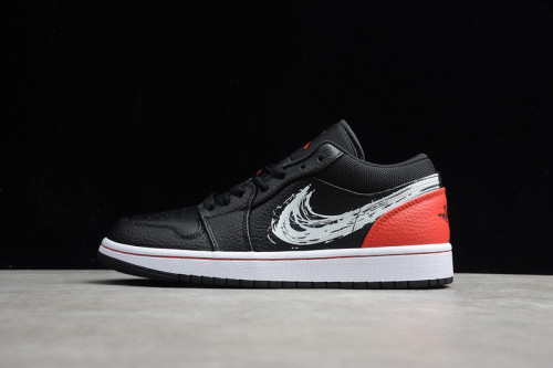 Air Jordan 1 Low Brushstroke Swoosh Black DA4659-001