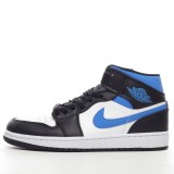 MS BATCH Jordan 1 Mid White Black Royal 554724-140