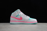 Air Jordan 1 Mid White Pink Green Soar 555112-102