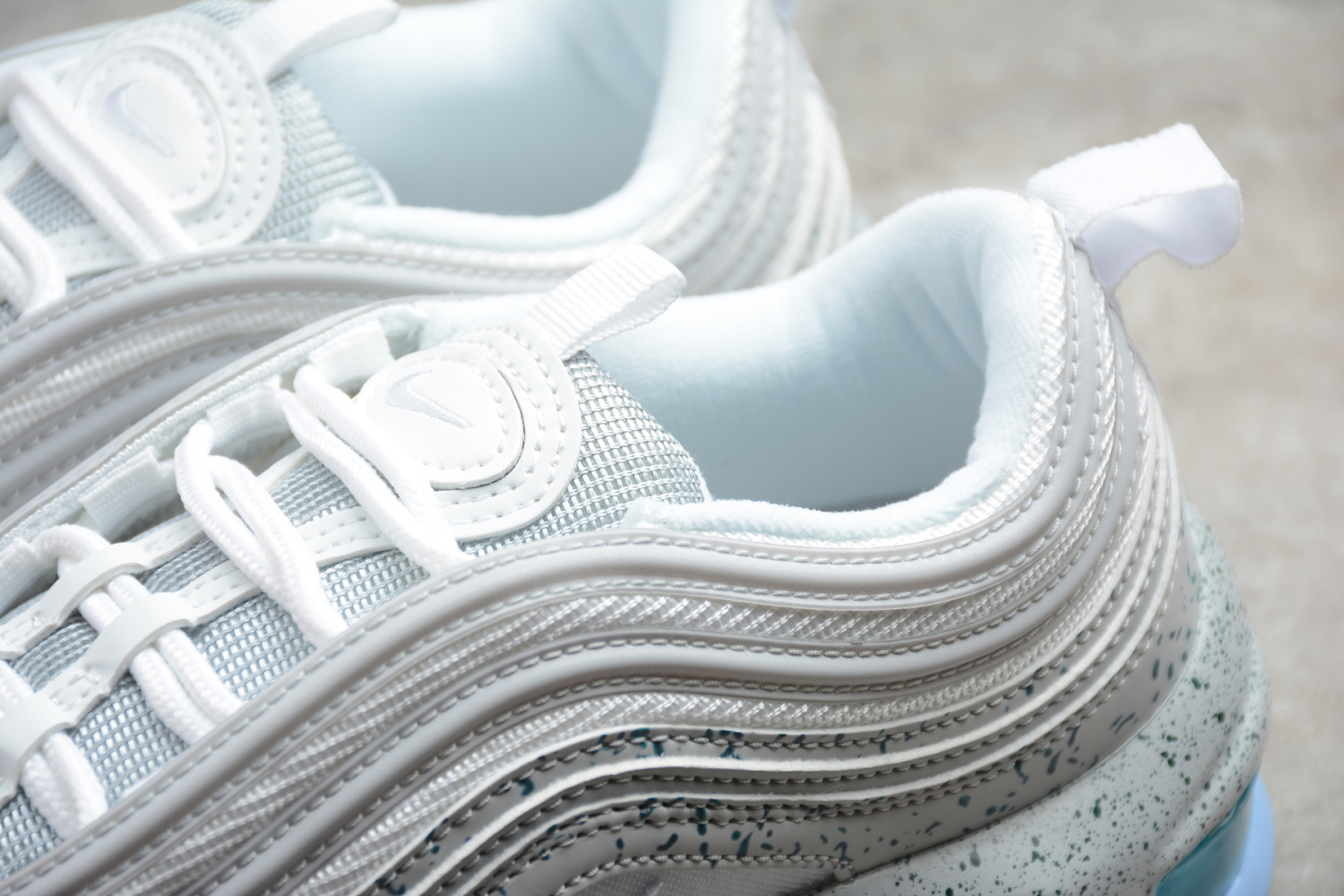 Nike Air Max 97 LX Light Grey Black Blue Running Shoes AQ0655-002