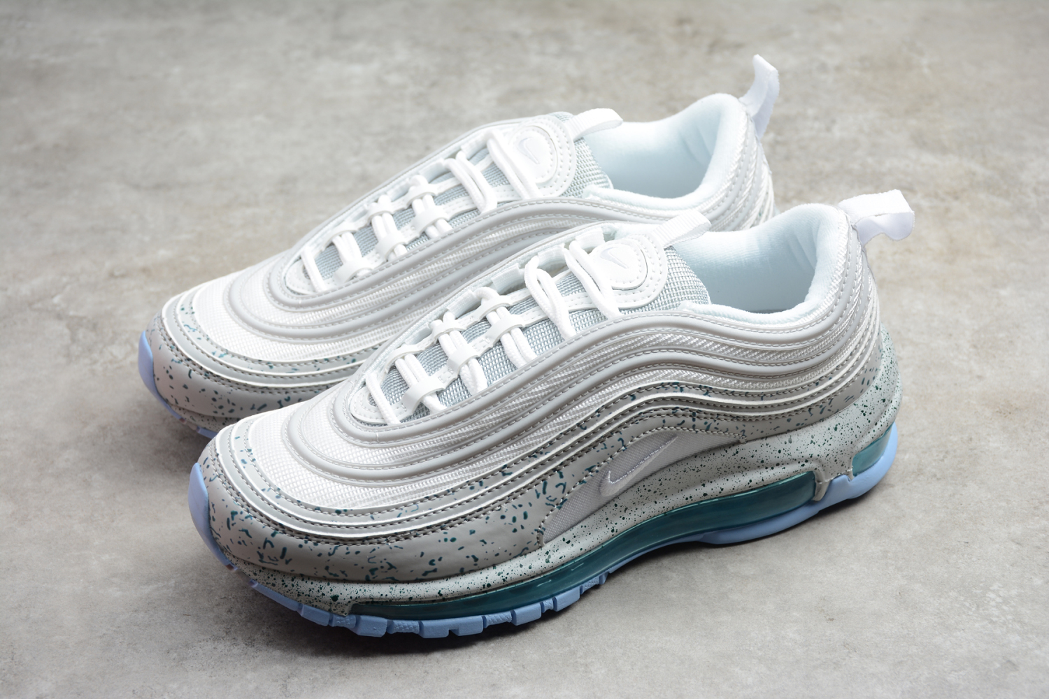 Nike Air Max 97 LX Light Grey Black Blue Running Shoes AQ0655-002