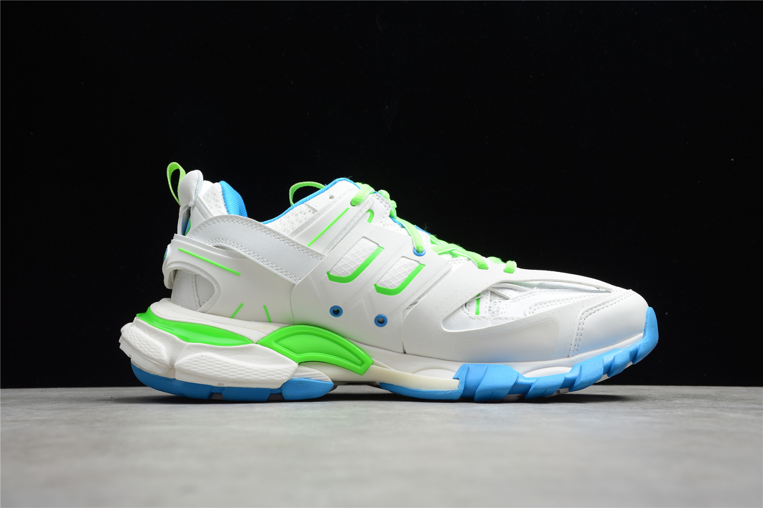 Bal**ci*ga Track Sneaker White/Blue/Green 542023-W2BC3-0285