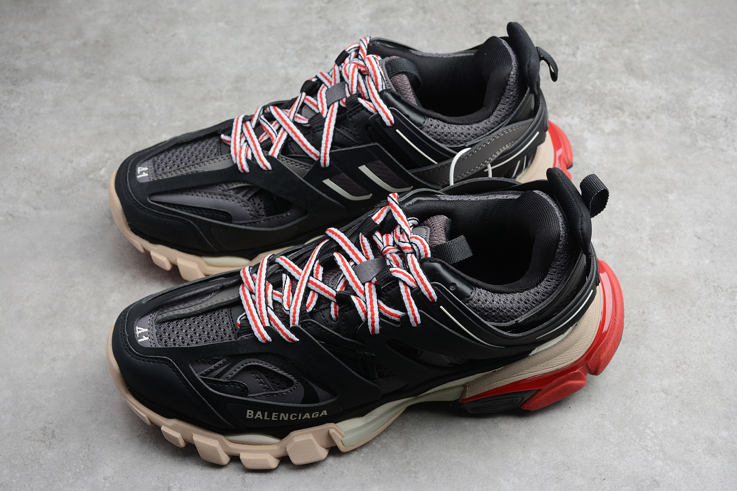 Bal**ci*ga 3.0 Triple S Sneaker Gomma Maille Black Red ECBA8004281
