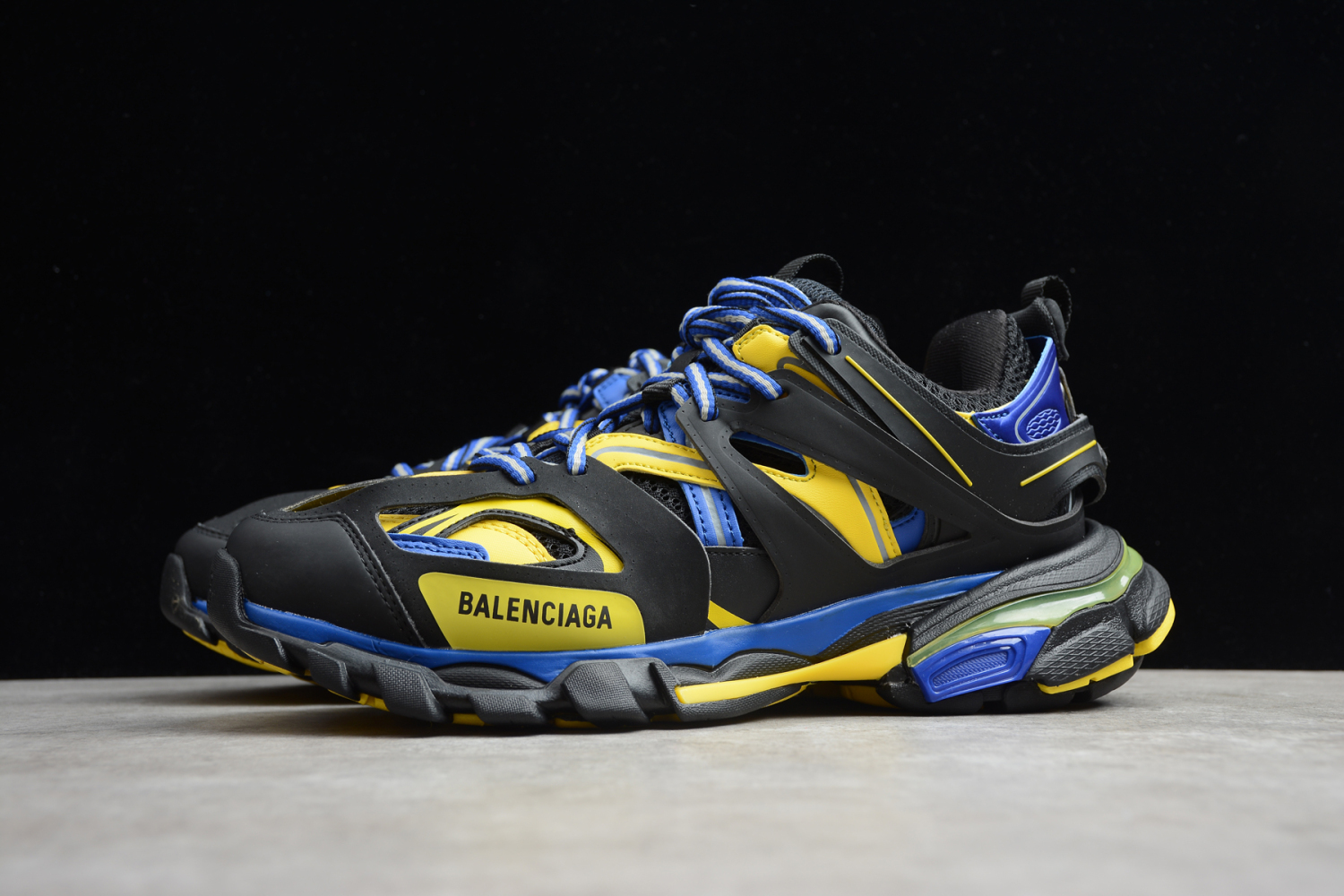 Bal**ci*ga Track Sneaker Black yellow blue  ECBA8168583