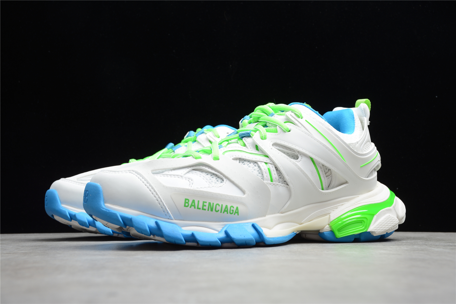 Bal**ci*ga Track Sneaker White/Blue/Green 542023-W2BC3-0285