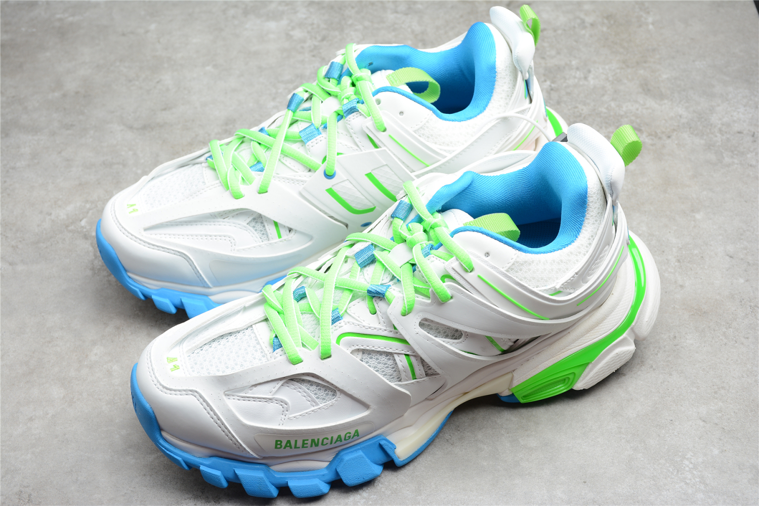 Bal**ci*ga Track Sneaker White/Blue/Green 542023-W2BC3-0285