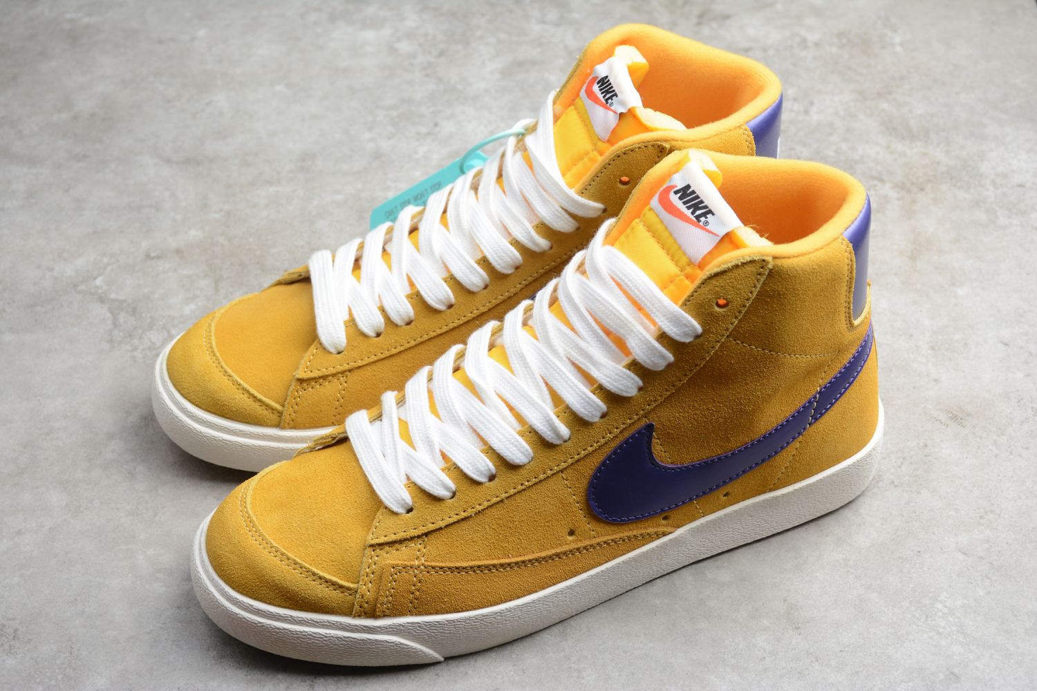 Sale Nike Blazer Mid Yellow/Purple Suede Shoes HZ8238-700